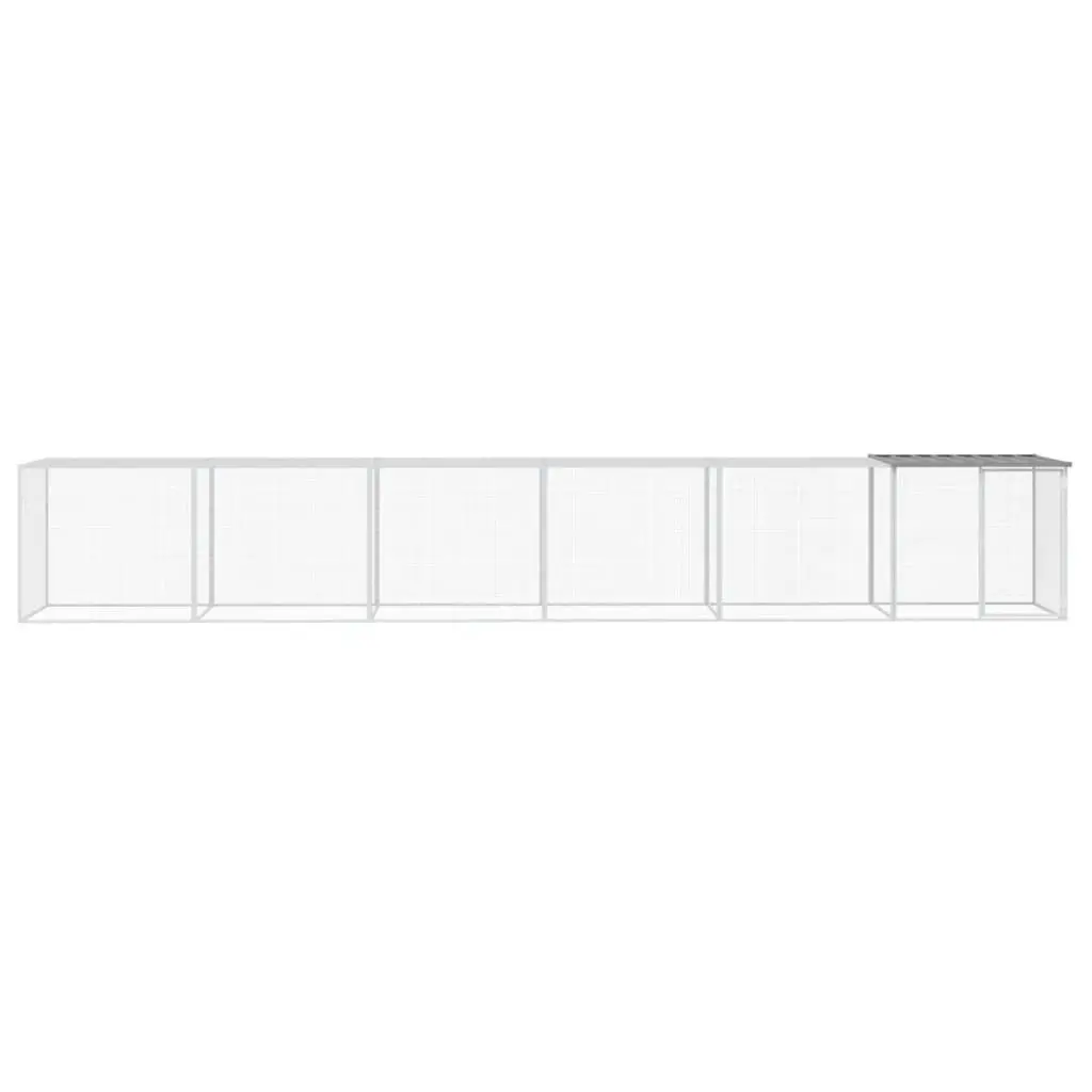 Chicken Cage Galvanised Steel 603x98x90 cm Grey Coop Hen House Run Pen