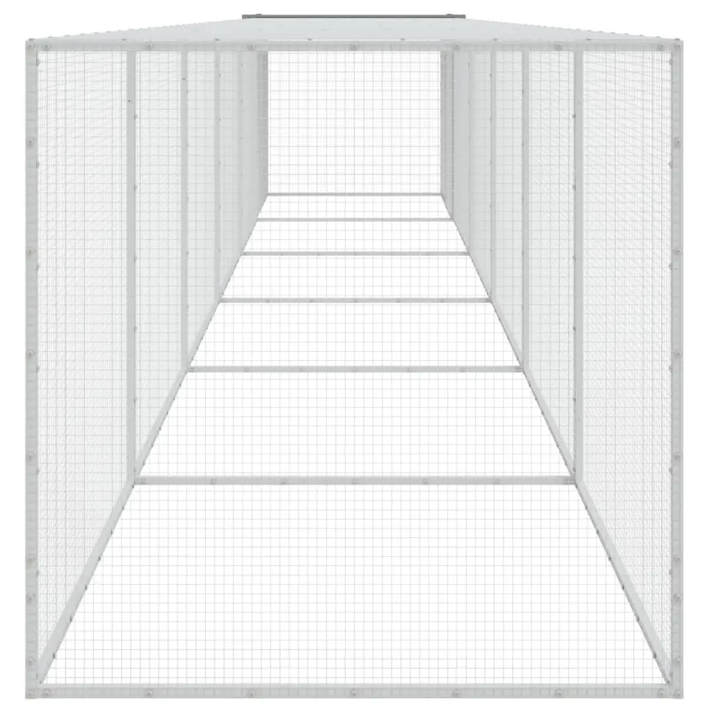 Chicken Cage Galvanised Steel 603x98x90 cm Grey Coop Hen House Run Pen