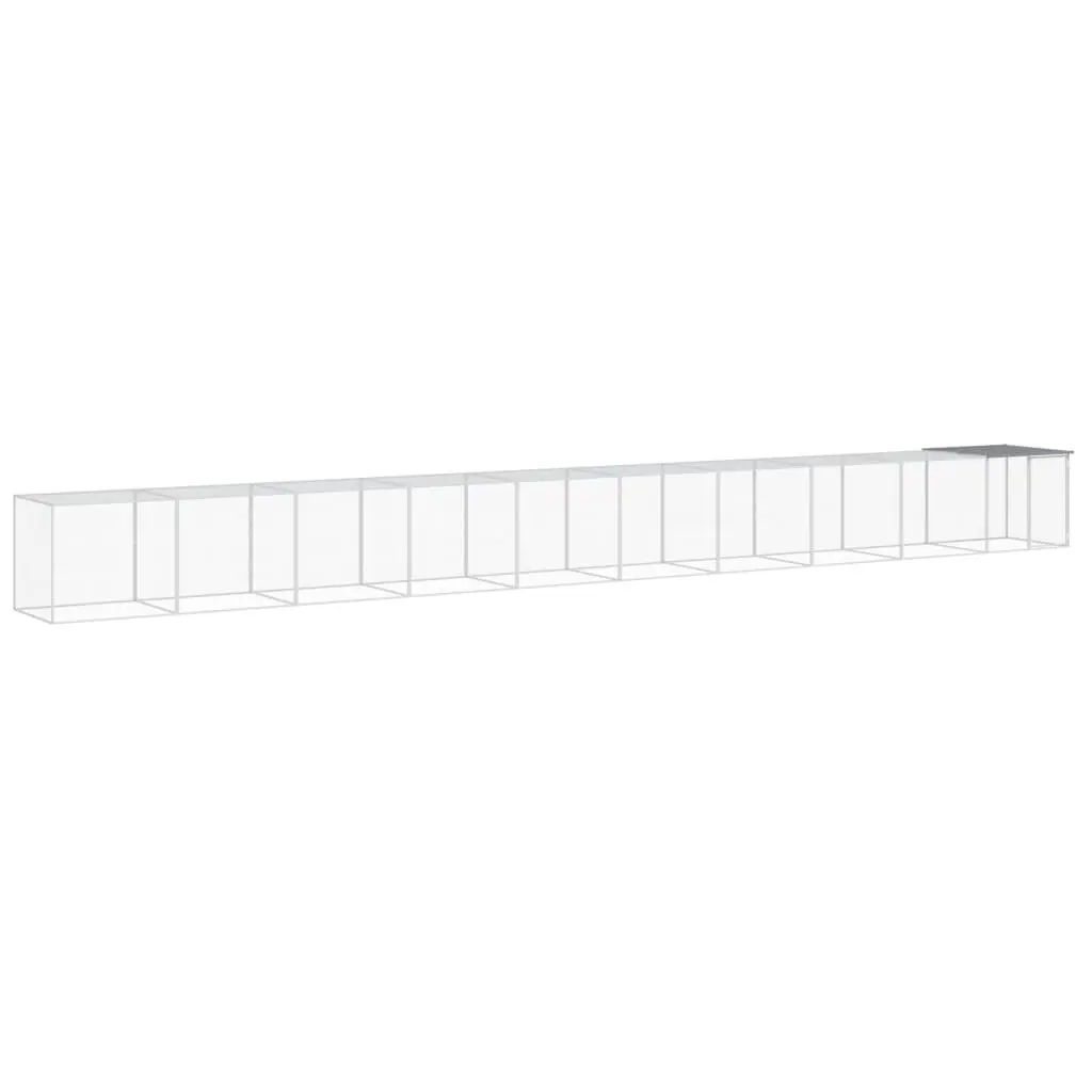 Chicken Coop Run with Roof Galvanised Steel 1003x98x90 cm Grey Hen House Pen