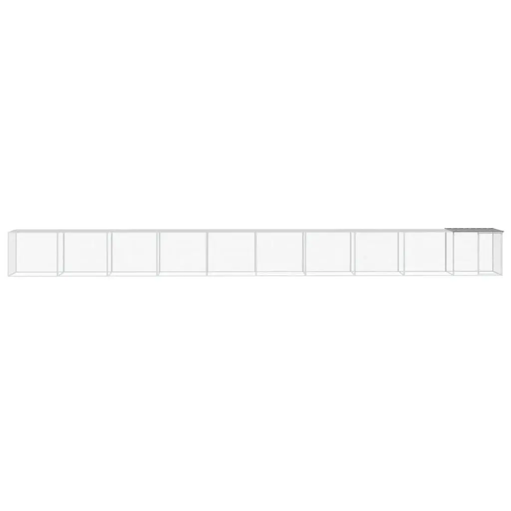 Chicken Coop Run with Roof Galvanised Steel 1003x98x90 cm Grey Hen House Pen