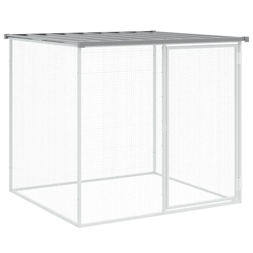 Chicken Coop Run with Roof Galvanised Steel 1003x98x90 cm Grey Hen House Pen