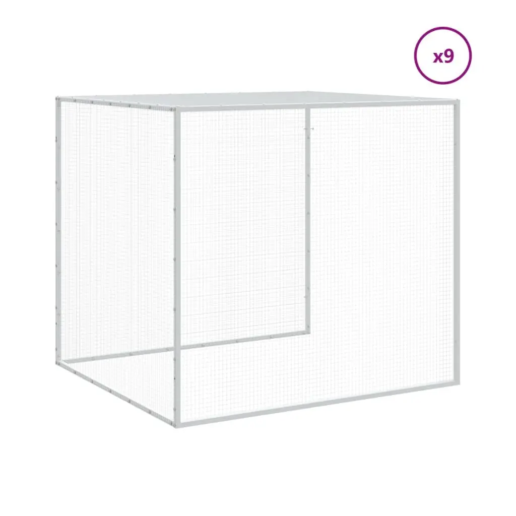 Chicken Coop Run with Roof Galvanised Steel 1003x98x90 cm Grey Hen House Pen
