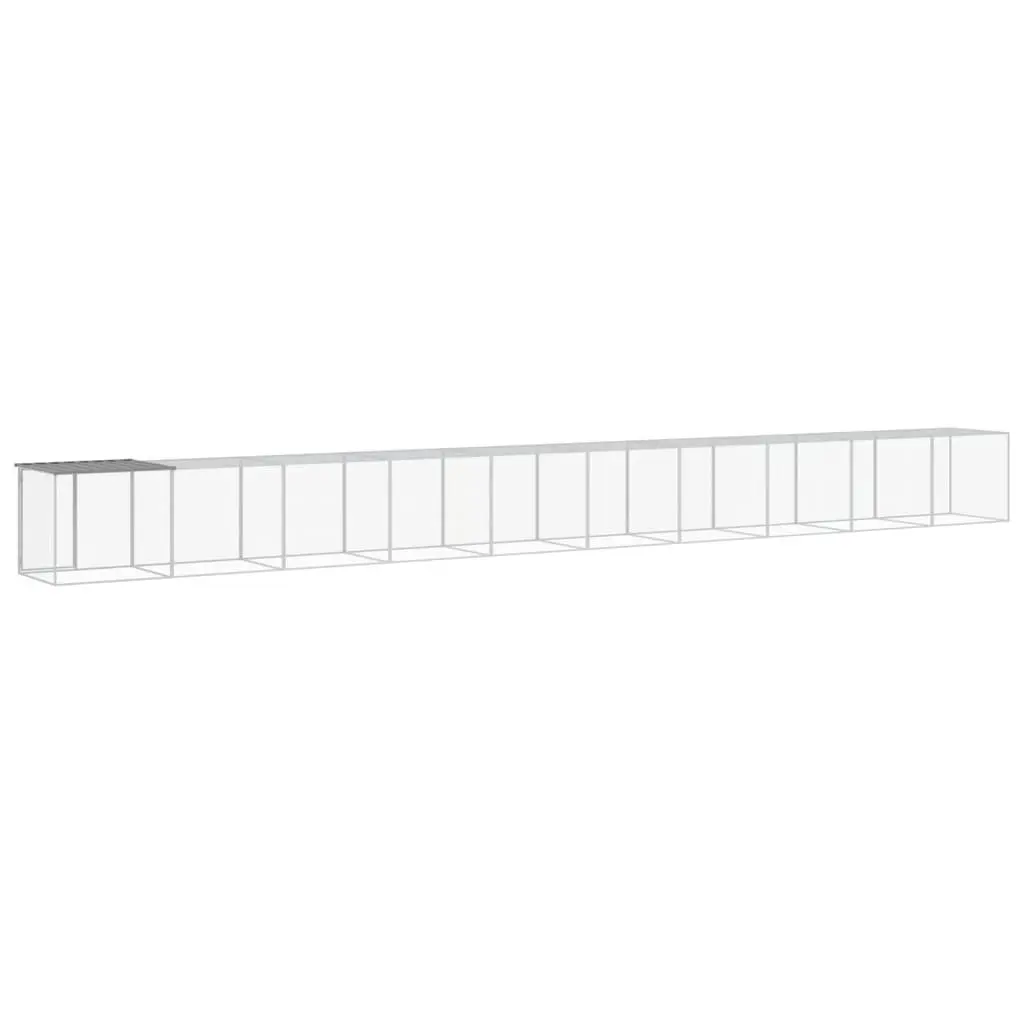 Chicken Coop Run with Roof Galvanised Steel 1003x98x90 cm Grey Hen House Pen