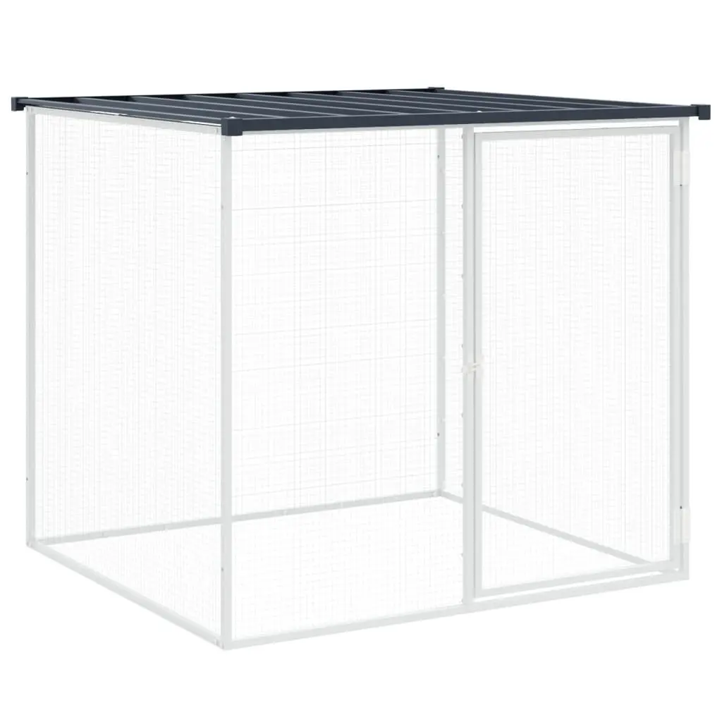 Chicken Coop Galvanised Steel Anthracite 403x98x90cm Roofed Run for Chickens Hens and Small Animals