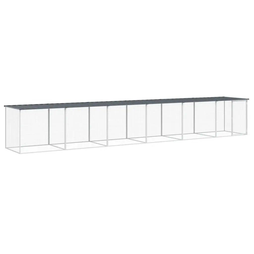 Chicken Cage with Roof Anthracite 603x98x90cm Galvanised Steel Coop Small
