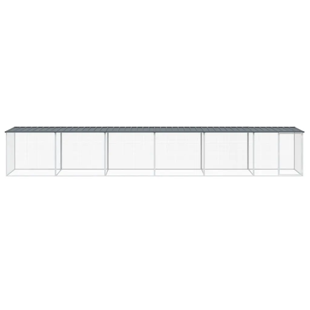 Chicken Cage with Roof Anthracite 603x98x90cm Galvanised Steel Coop Small