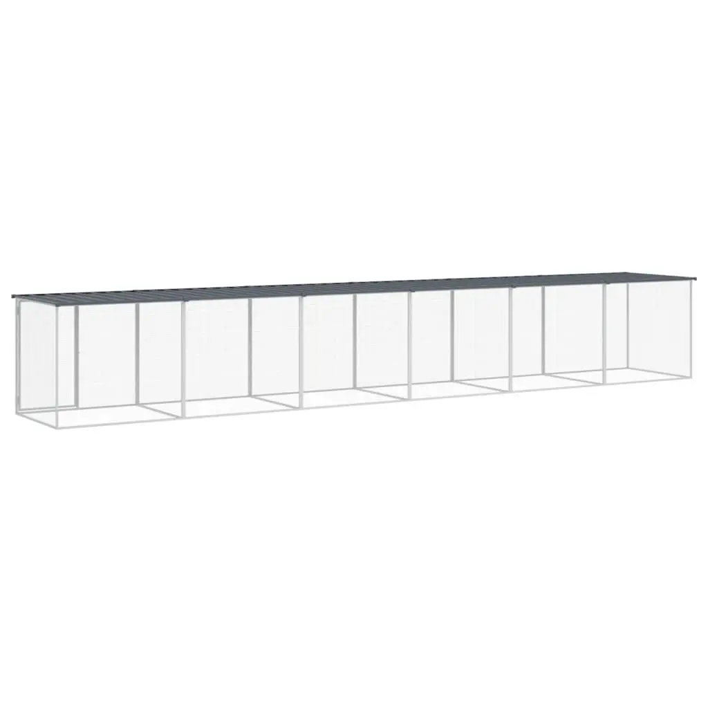 Chicken Cage with Roof Anthracite 603x98x90cm Galvanised Steel Coop Small