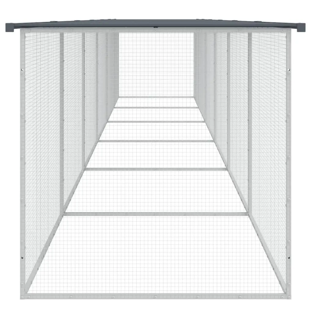 Chicken Cage with Roof Anthracite 603x98x90cm Galvanised Steel Coop Small