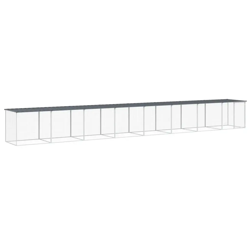 Chicken Coop with Roof Galvanised Steel Anthracite 803x98x90 cm Durable Run for Hens and Small Animals