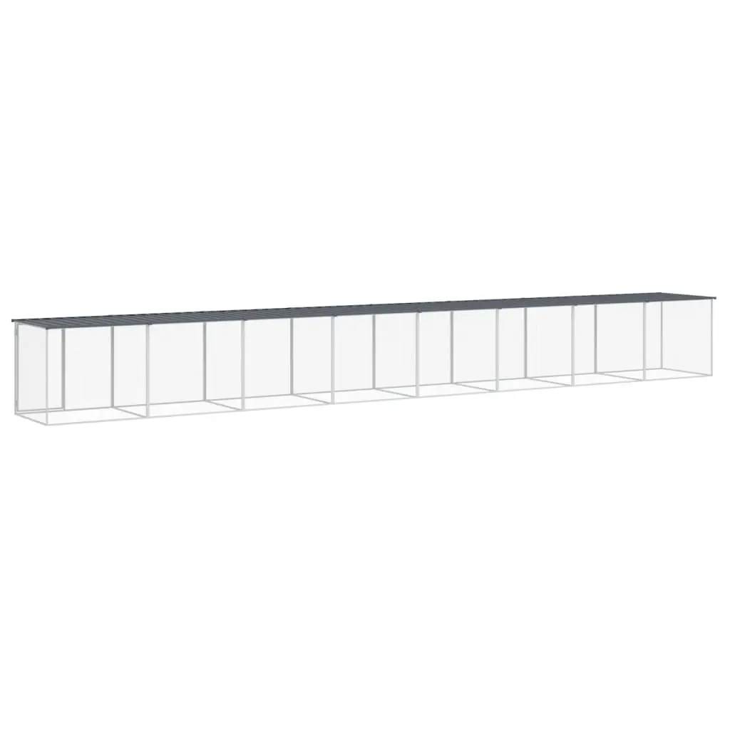 Chicken Coop with Roof Galvanised Steel Anthracite 803x98x90 cm Durable Run for Hens and Small Animals