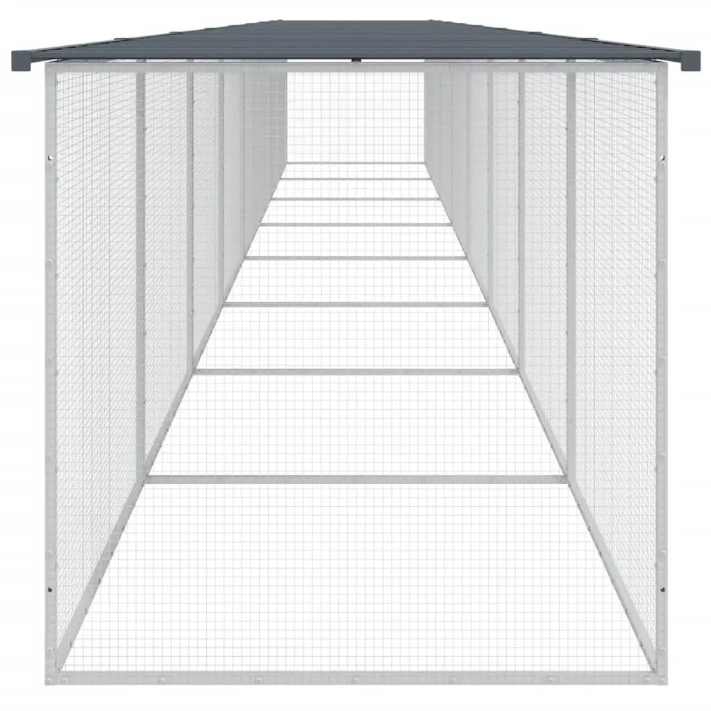 Chicken Coop with Roof Galvanised Steel Anthracite 803x98x90 cm Durable Run for Hens and Small Animals