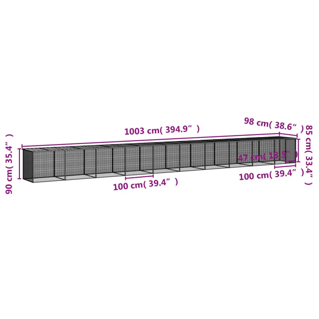 Chicken Cage with Roof Galvanised Steel 1003 x 98 x 90 cm Anthracite