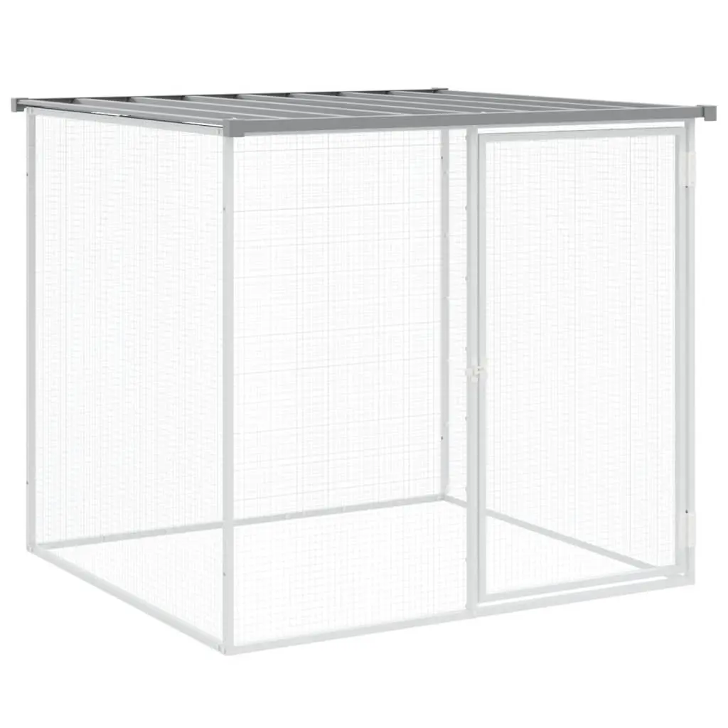 Chicken Coop Pen Grey Galvanised Steel Outdoor Run with Roof 203x98x90cm