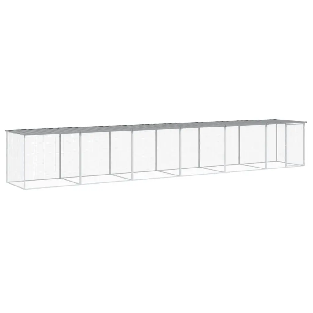 Chicken Cage Galvanised Steel 603 x 98 x 90 cm Grey Outdoor Coop