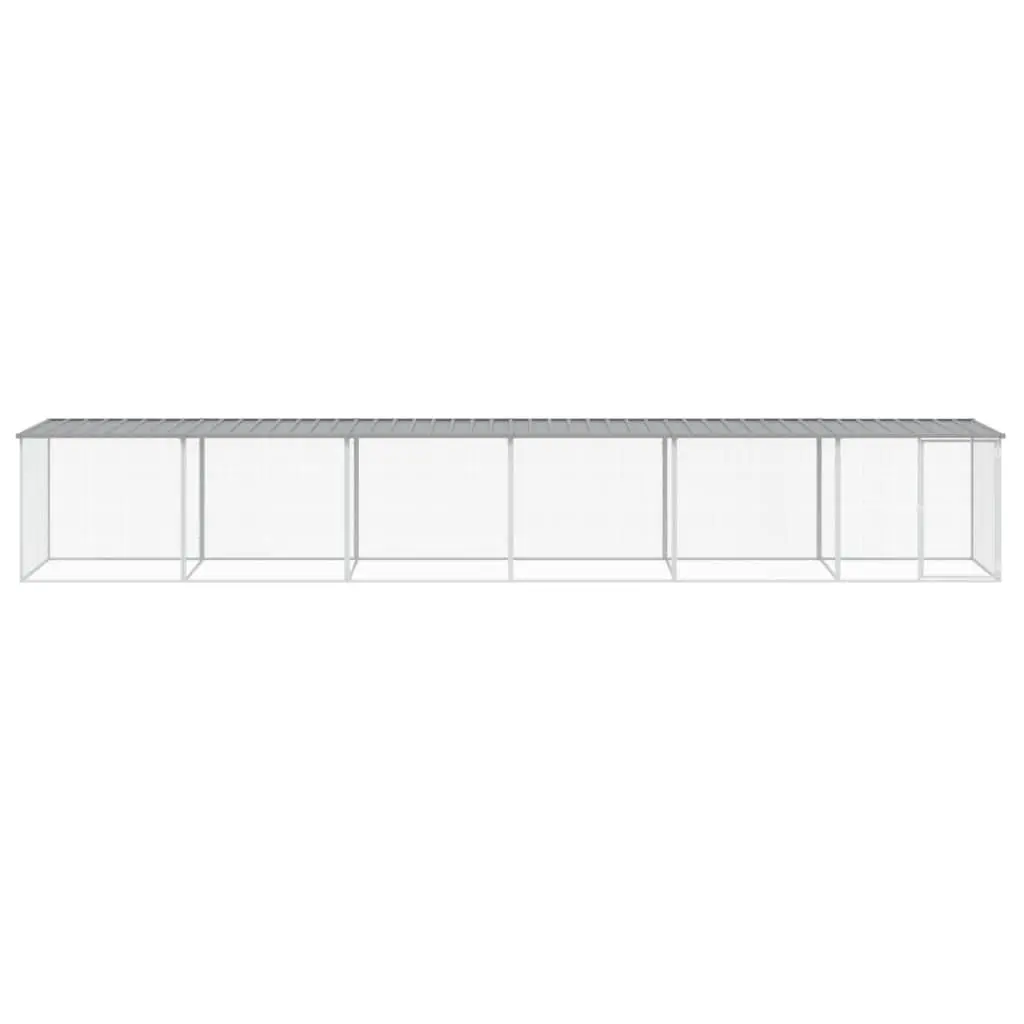 Chicken Cage Galvanised Steel 603 x 98 x 90 cm Grey Outdoor Coop