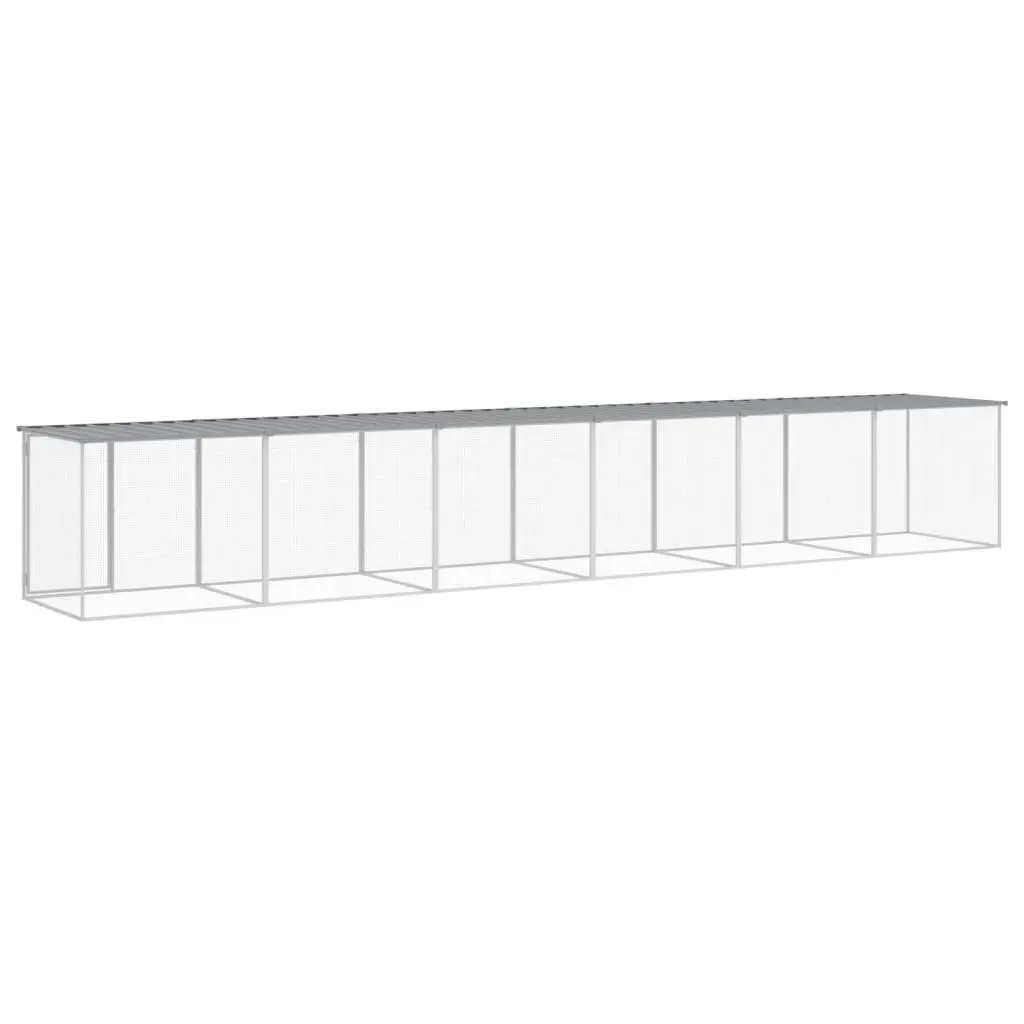 Chicken Cage Galvanised Steel 603 x 98 x 90 cm Grey Outdoor Coop