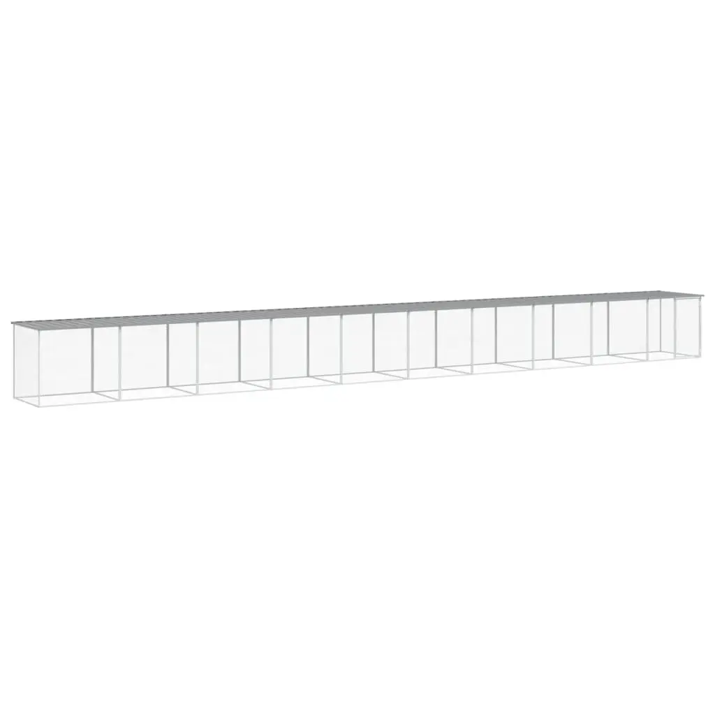 Chicken Cage with Roof Grey Galvanised Steel Small Animal Pen Coop House