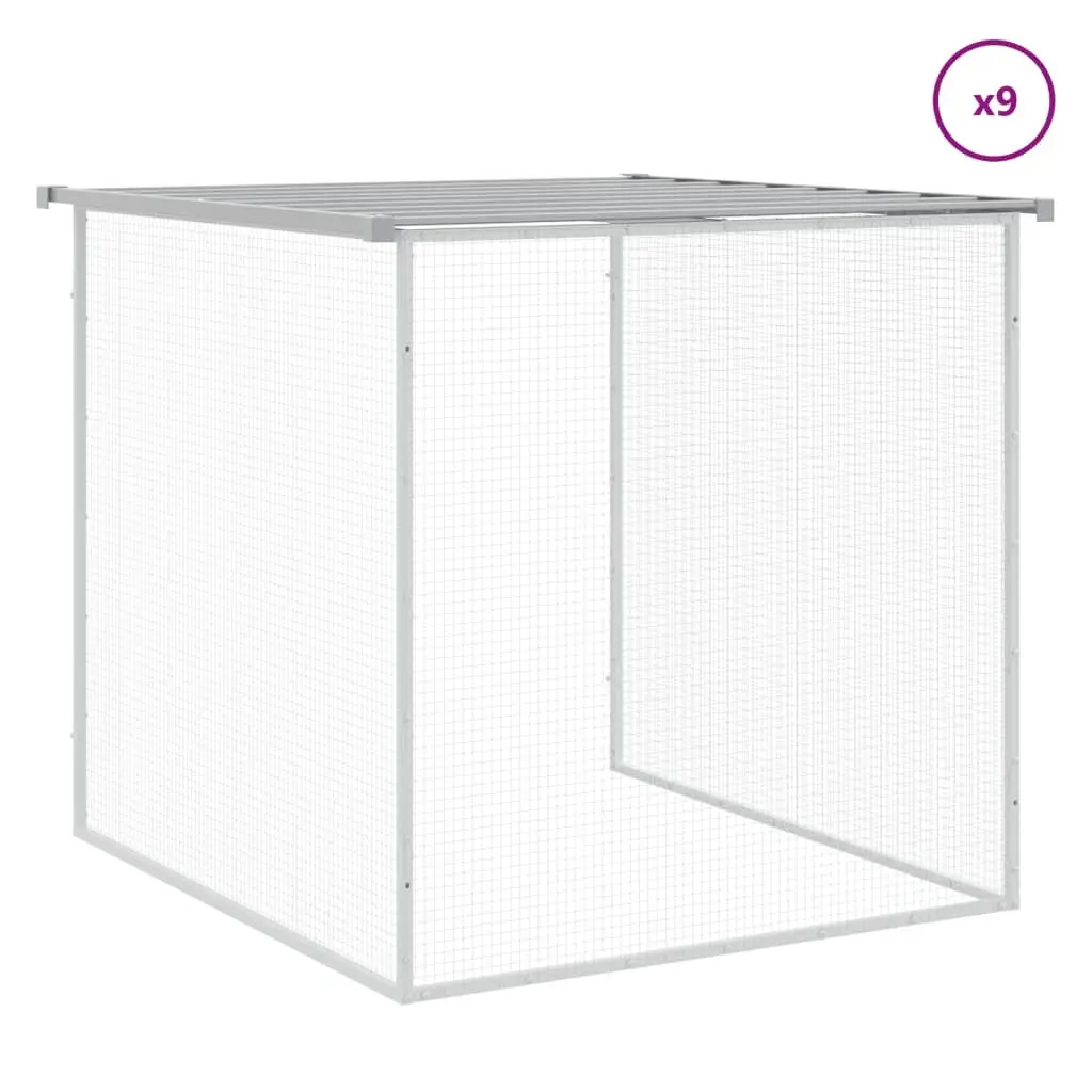 Chicken Cage with Roof Grey Galvanised Steel Small Animal Pen Coop House