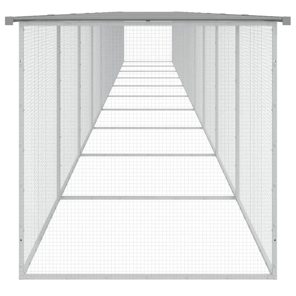 Chicken Cage with Roof Grey Galvanised Steel Small Animal Pen Coop House