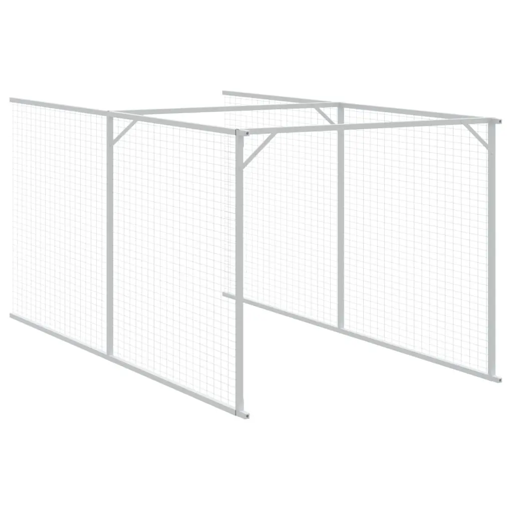 Dog House with Extended Run Anthracite Galvanised Steel Outdoor Pet Kennel Cage