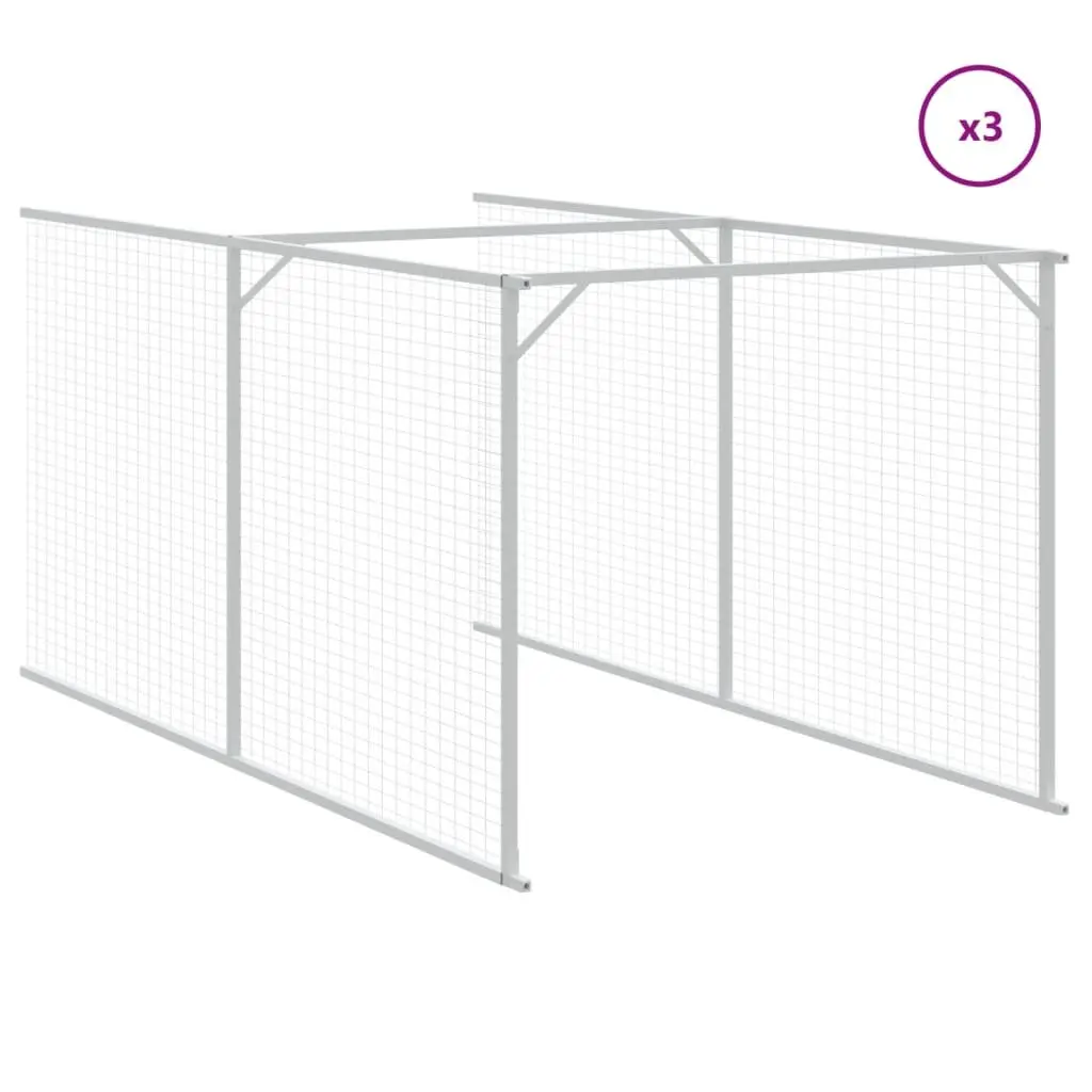 Dog House with Run Anthracite Galvanised Steel Outdoor Pet Kennel Shelter