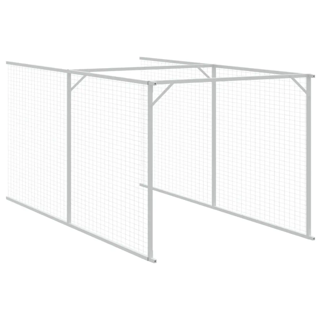 Dog House with Run Anthracite Galvanised Steel Outdoor Pet Kennel Shelter