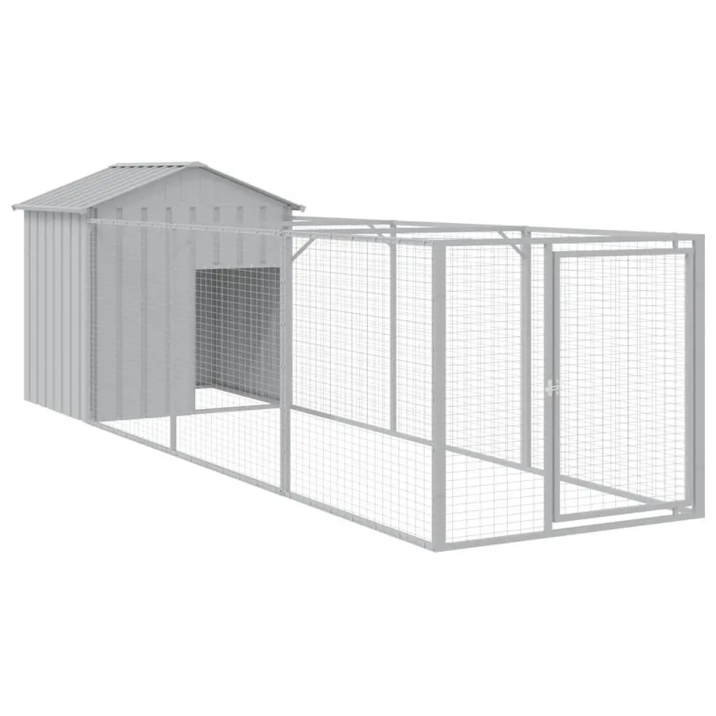 Dog House Galvanised Steel Large Grey with Run