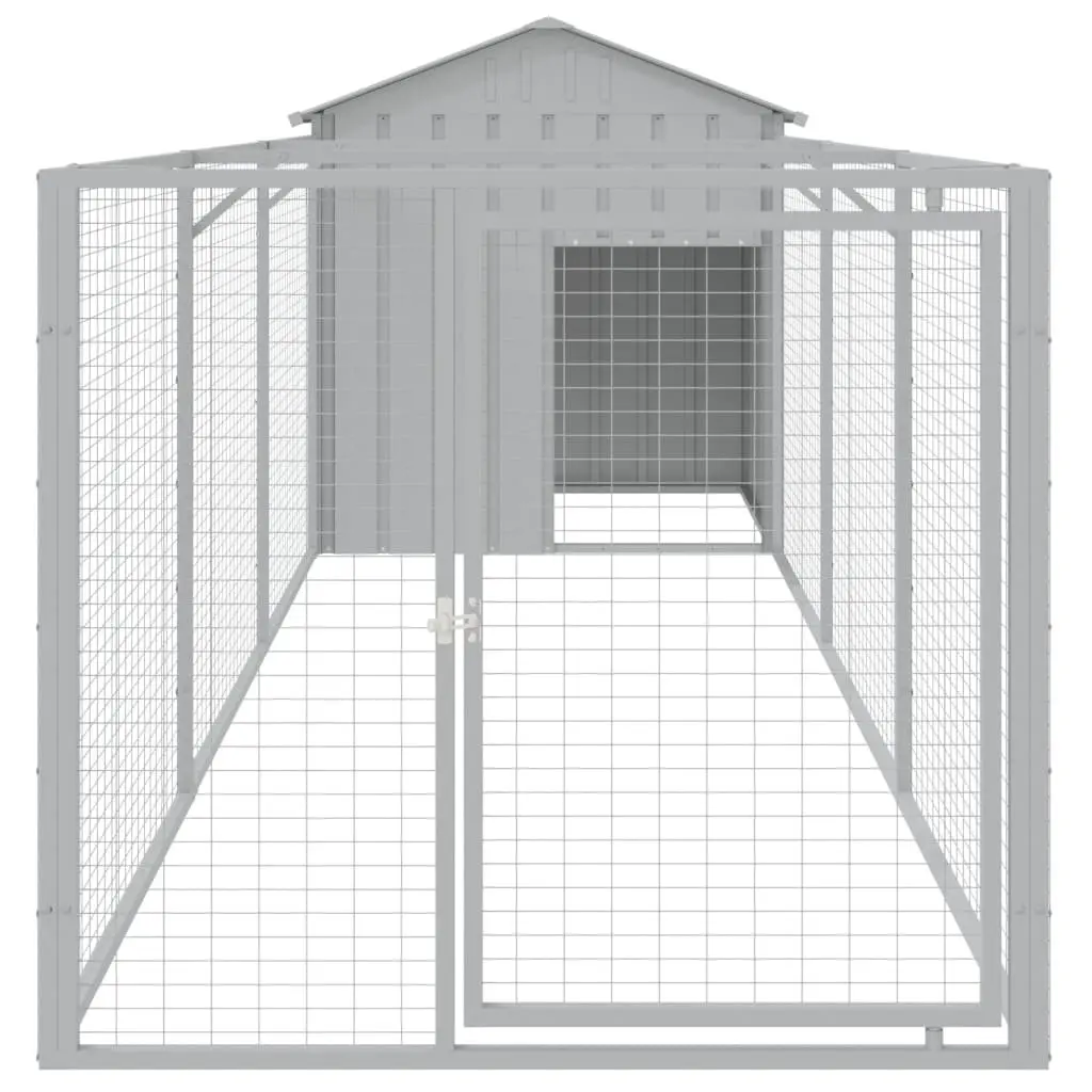 Dog House Galvanised Steel Large Grey with Run