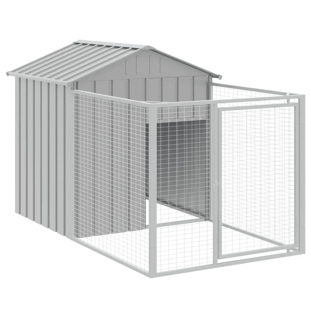 Dog House Galvanised Steel Large Grey with Run