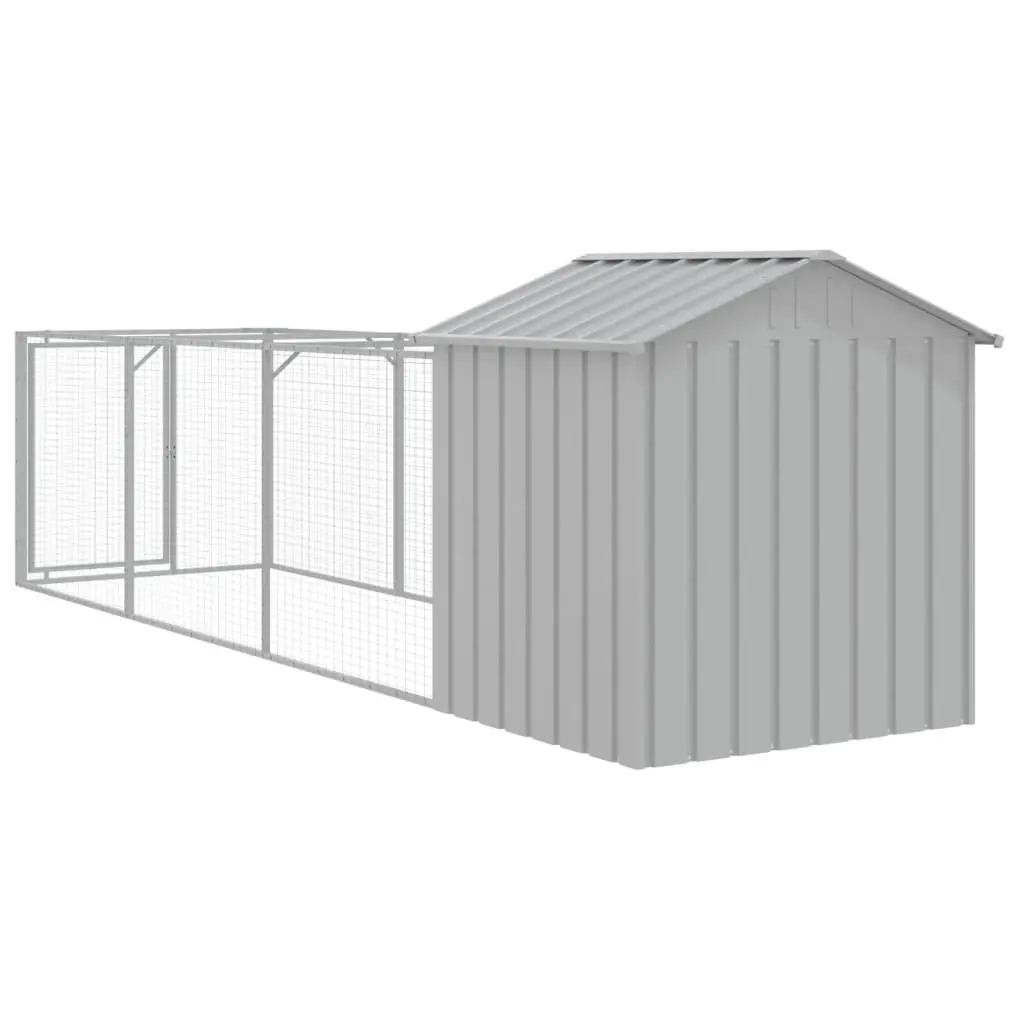 Dog House Galvanised Steel Large Grey with Run