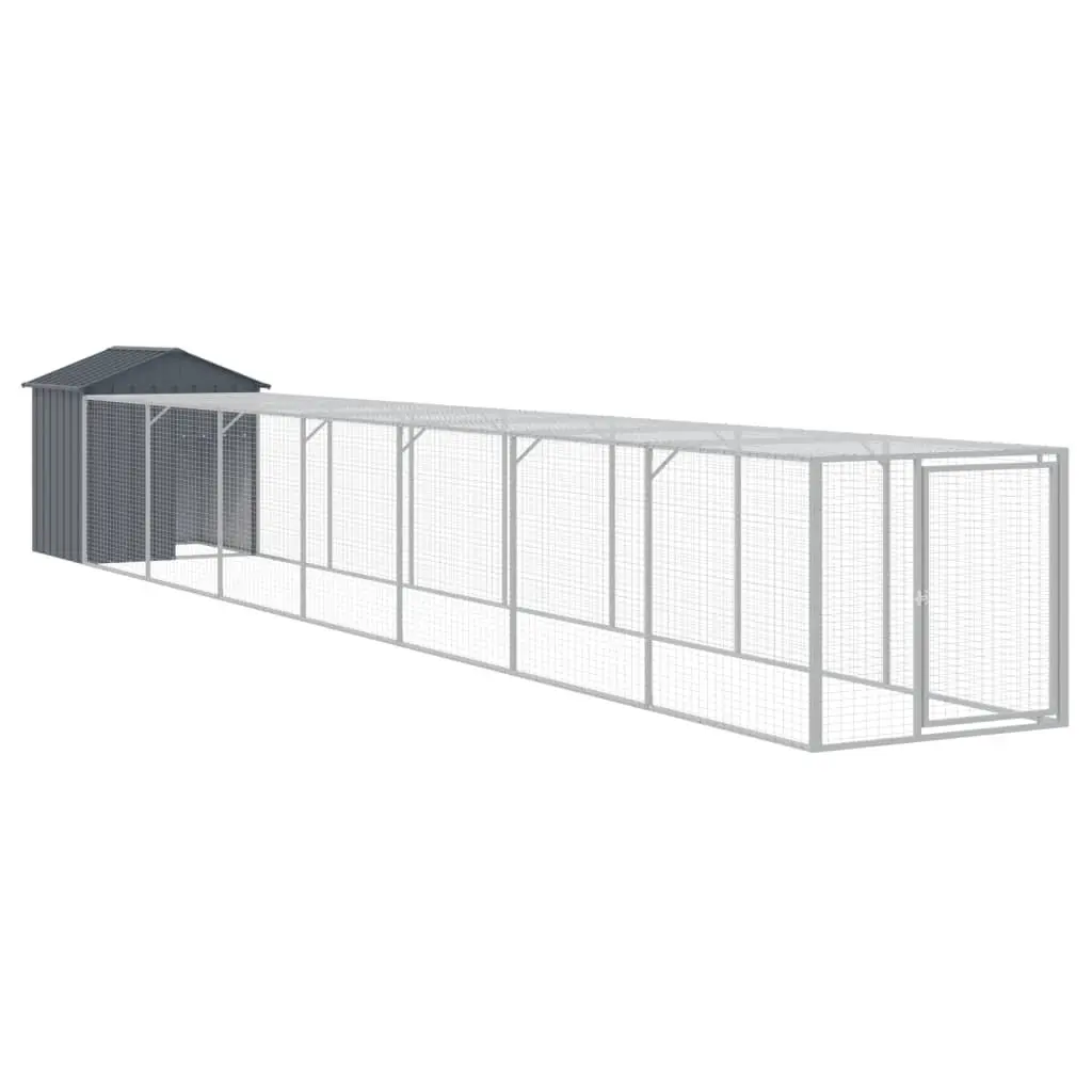 Chicken Coop Galvanised Steel Run 117x81x123cm Anthracite Color Durable Shelter for Hens and Small Animals