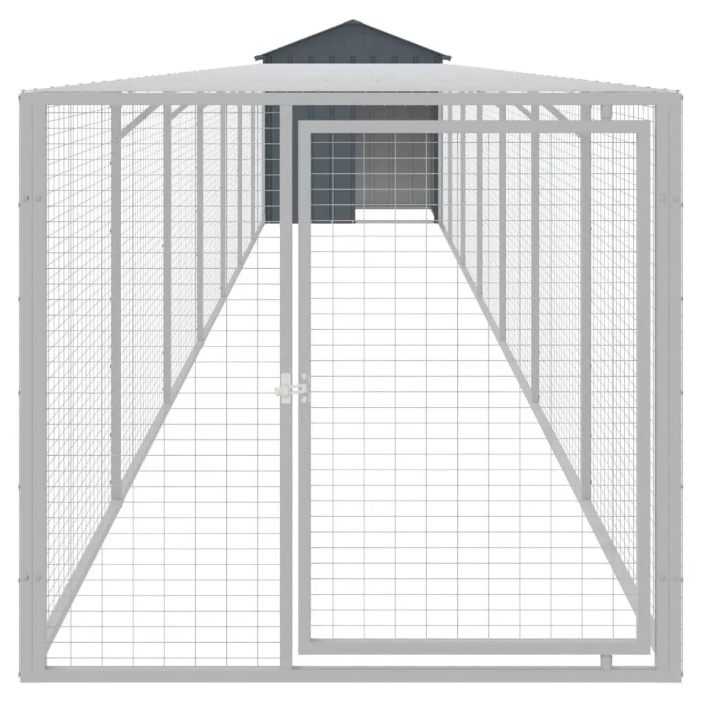 Chicken Coop Galvanised Steel Run 117x81x123cm Anthracite Color Durable Shelter for Hens and Small Animals