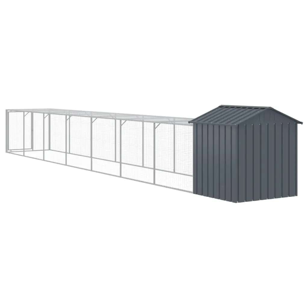 Chicken Coop Galvanised Steel Run 117x81x123cm Anthracite Color Durable Shelter for Hens and Small Animals