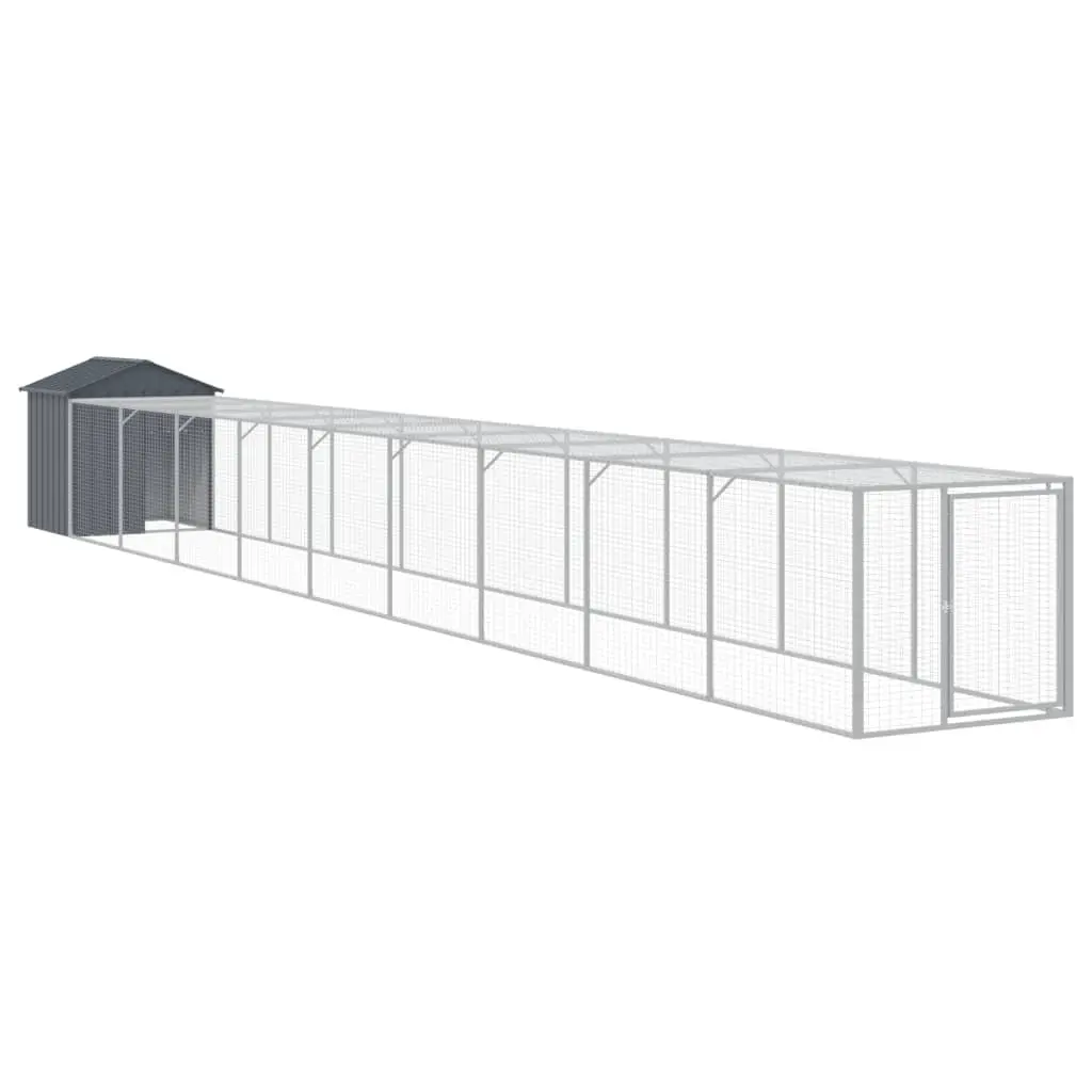 Chicken Coop Galvanised Steel Anthracite Small Animal Habitat with Run 117x101x123cm