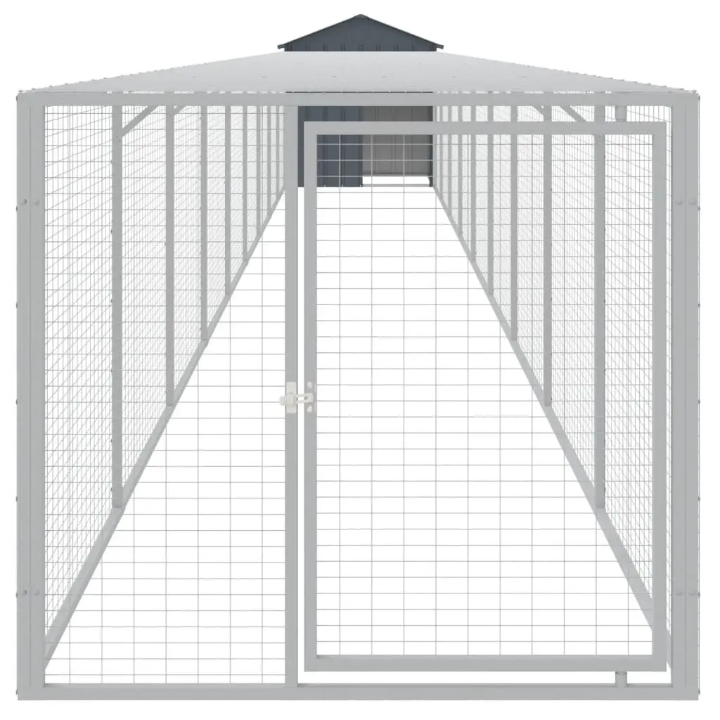 Chicken Coop Galvanised Steel Anthracite Small Animal Habitat with Run 117x101x123cm