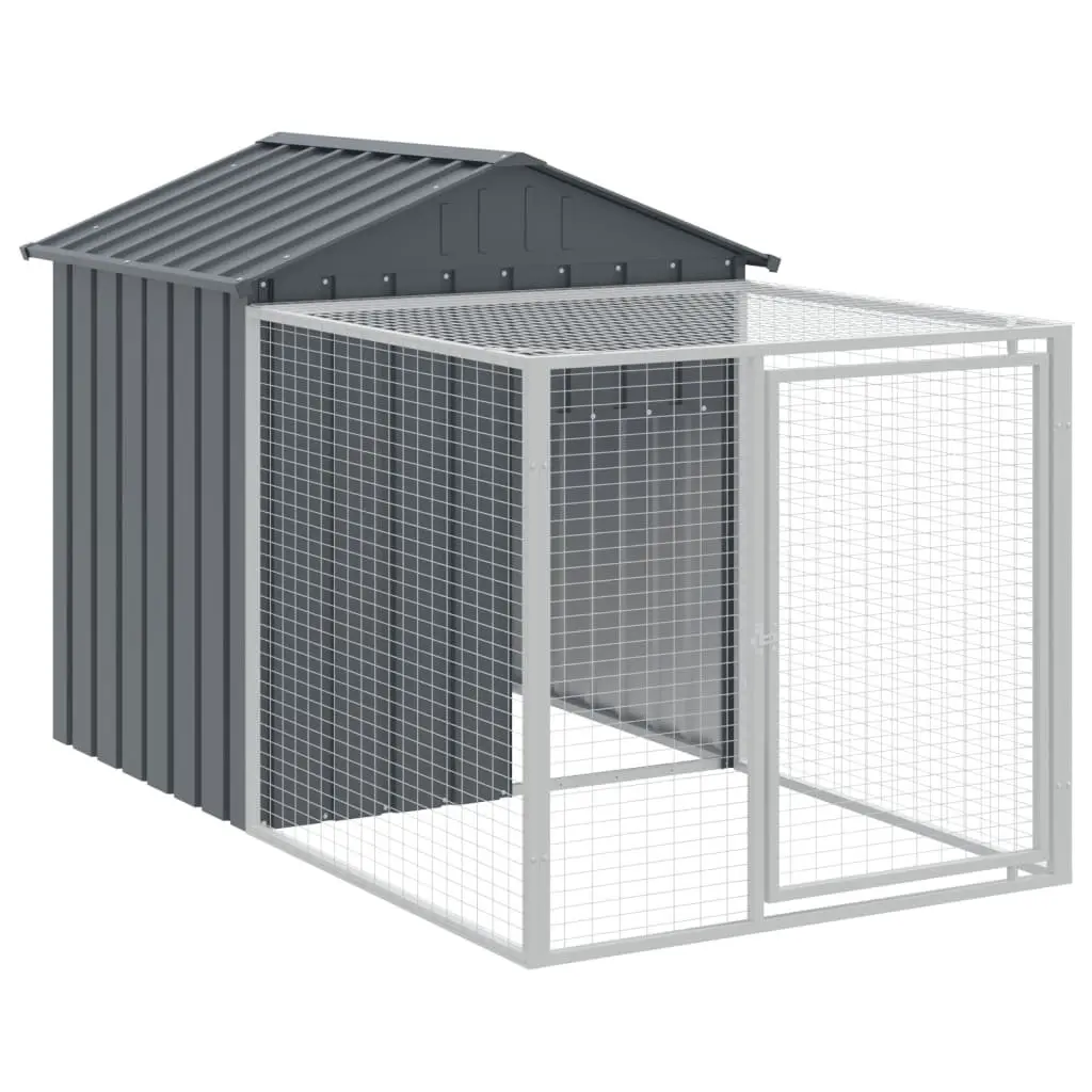 Chicken Coop Galvanised Steel Anthracite Small Animal Habitat with Run 117x101x123cm