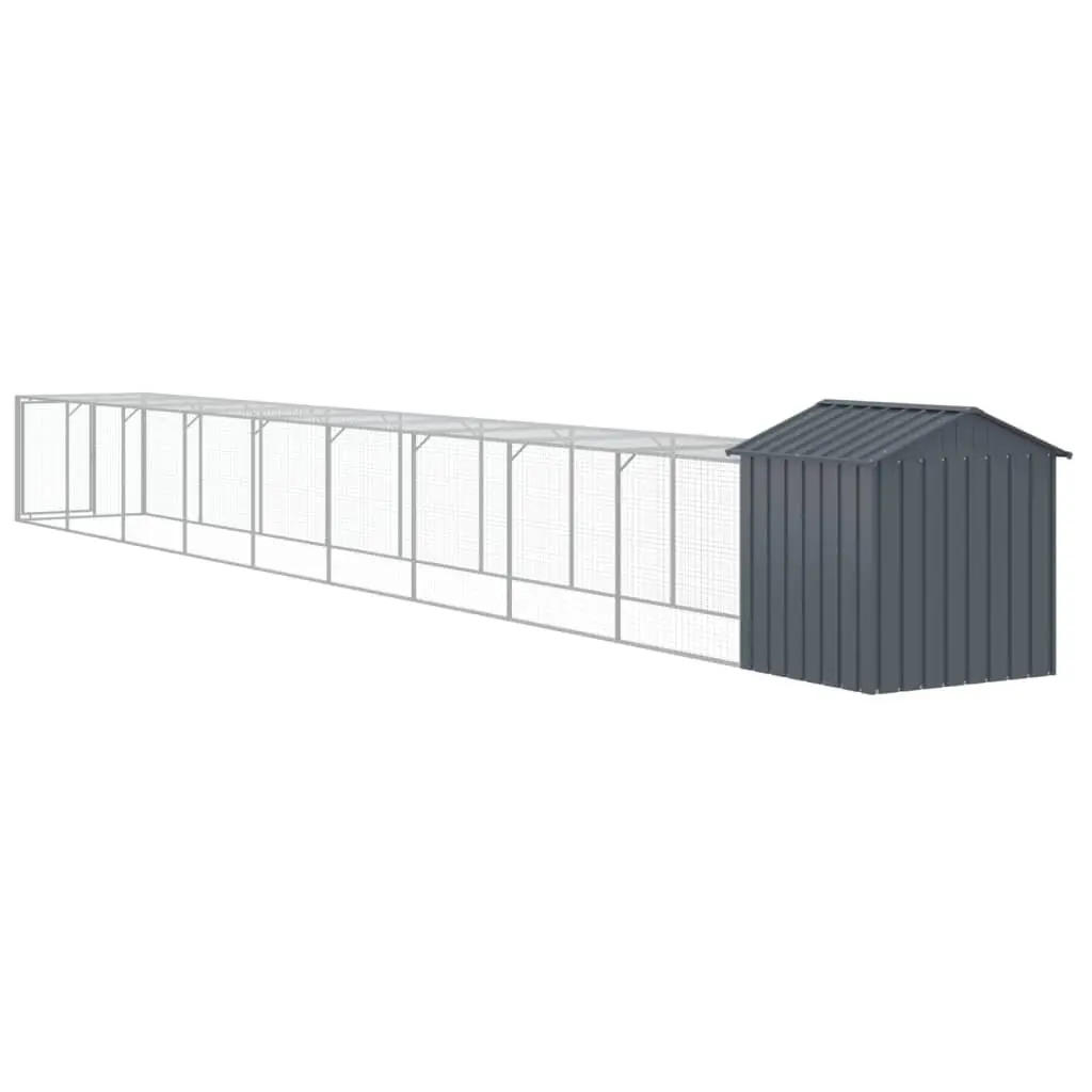 Chicken Coop Galvanised Steel Anthracite Small Animal Habitat with Run 117x101x123cm