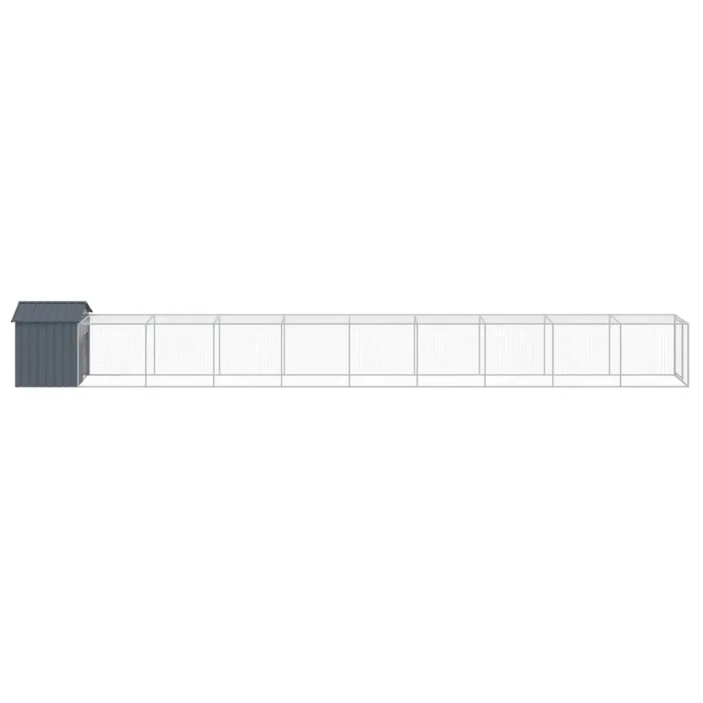 Chicken Coop Galvanised Steel Anthracite Small Animal Habitat with Run 117x101x123cm