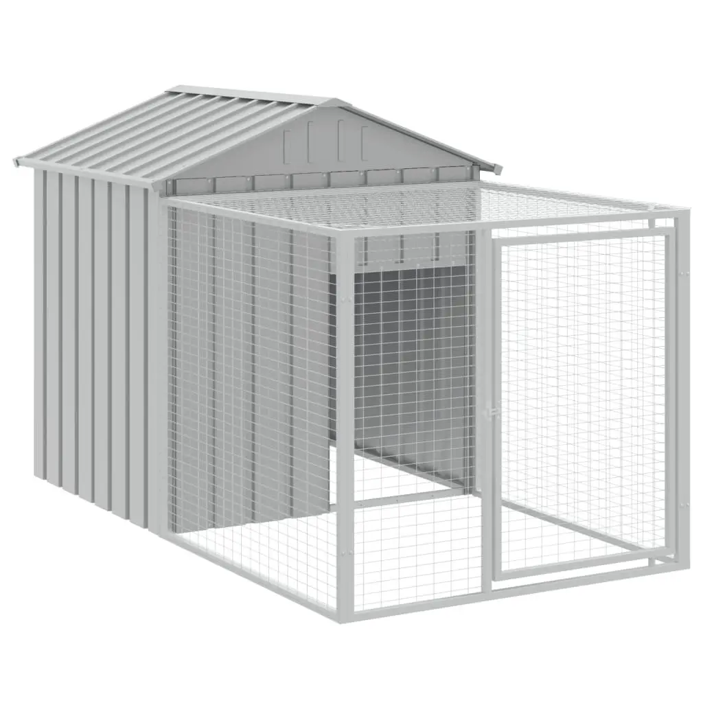 Chicken Cage with Run 117x609x123 cm Grey Galvanised Steel Coop Hen House Pen