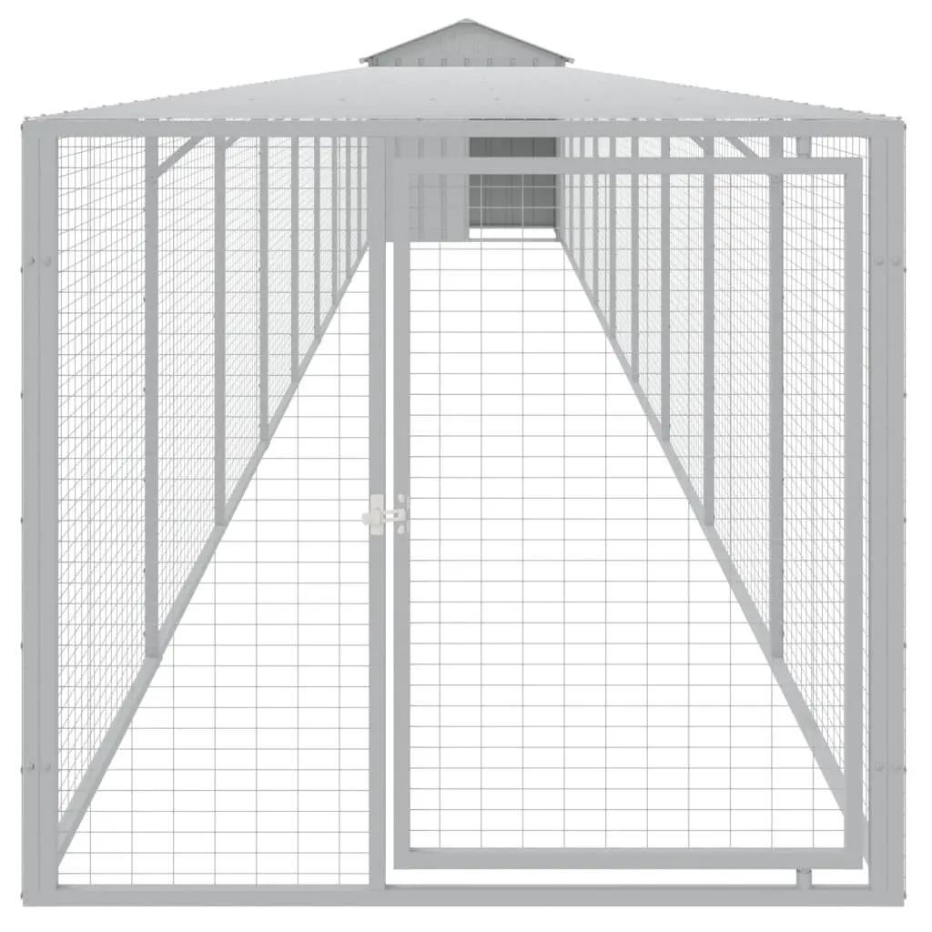 Chicken Cage Galvanised Steel 117x1017x123 cm Grey Coop with Run