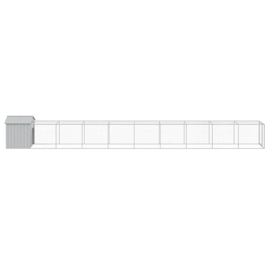 Chicken Cage Galvanised Steel 117x1017x123 cm Grey Coop with Run