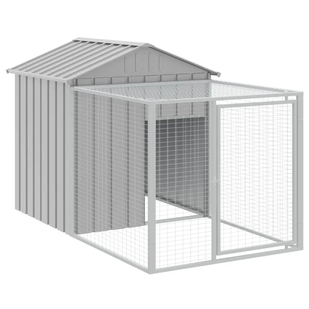 Chicken Cage with Run Galvanised Steel Light Grey Small Animal Habitat Coop