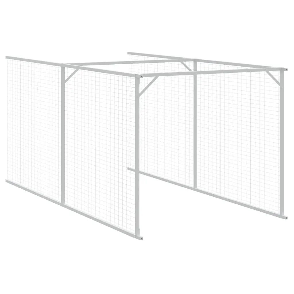 Dog House with Run Anthracite Galvanised Steel Outdoor Pet Cage Kennel Exercise