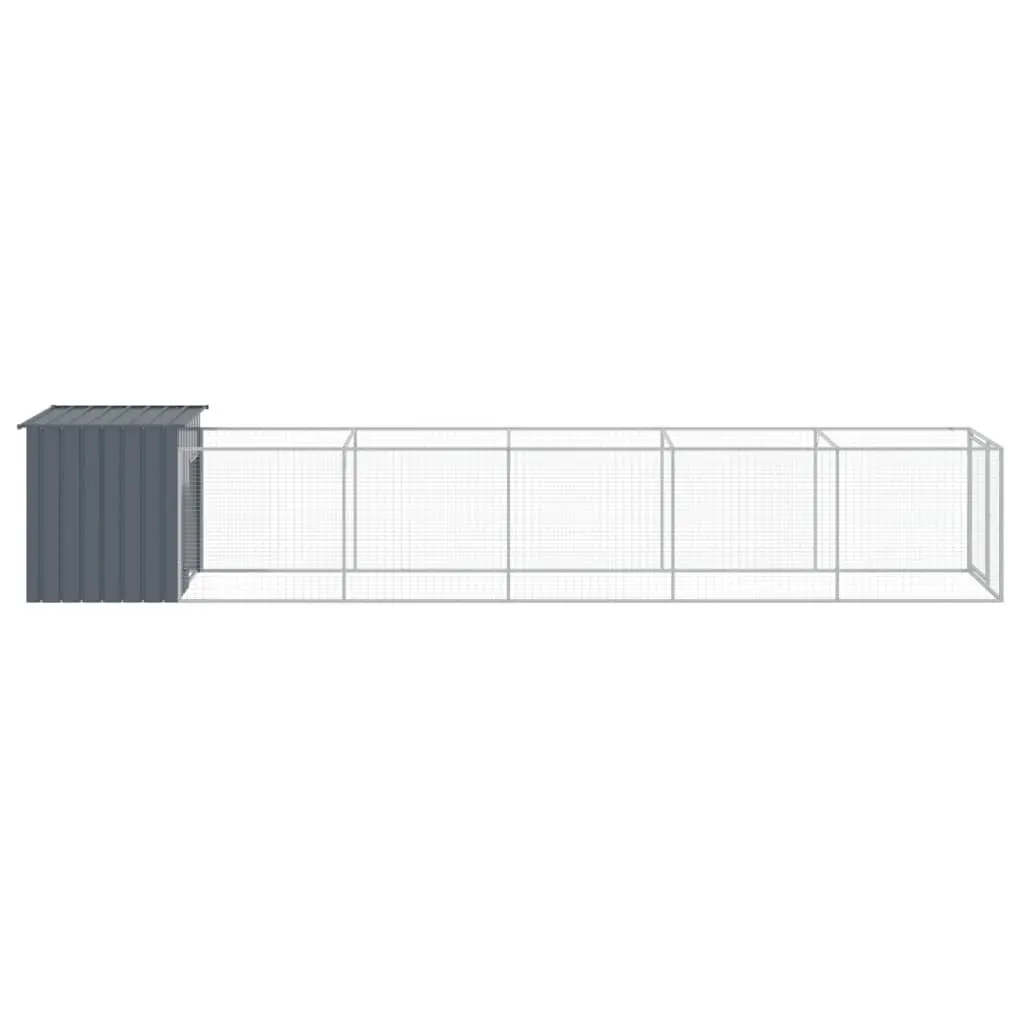 Outdoor Kennel Enclosure Galvanised Steel Dog House with Run 110cm x 609cm x 110cm Anthracite