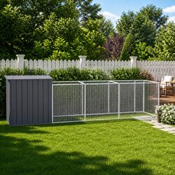 Practical Dog House with Run for Your Pet's Needs