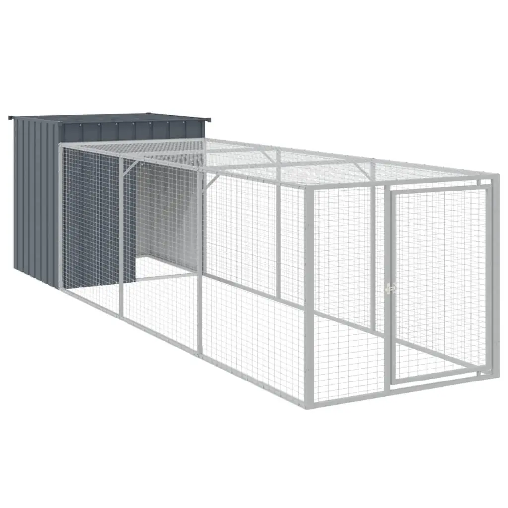 Chicken Cage with Run Galvanised Steel Small Anthracite