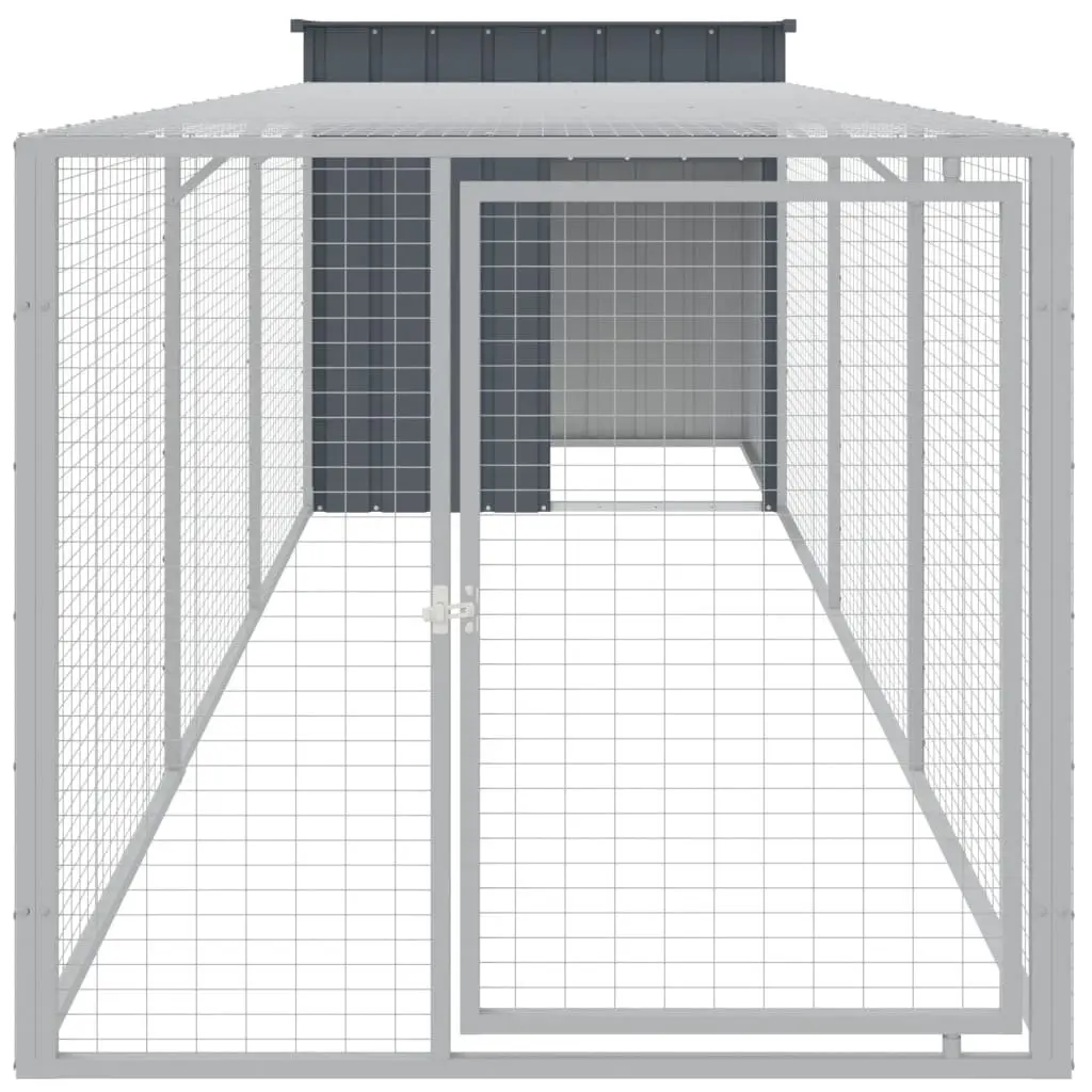 Chicken Cage with Run Galvanised Steel Small Anthracite