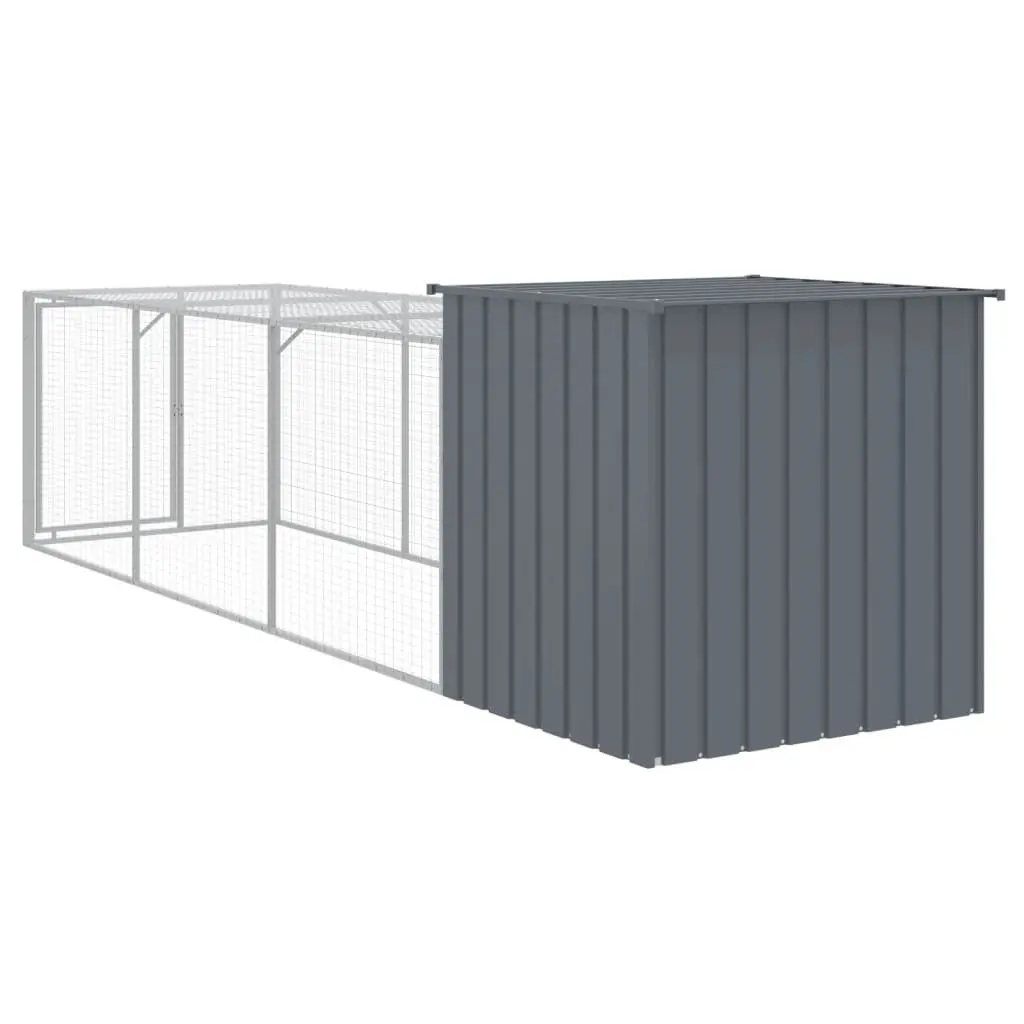 Chicken Cage with Run Galvanised Steel Small Anthracite