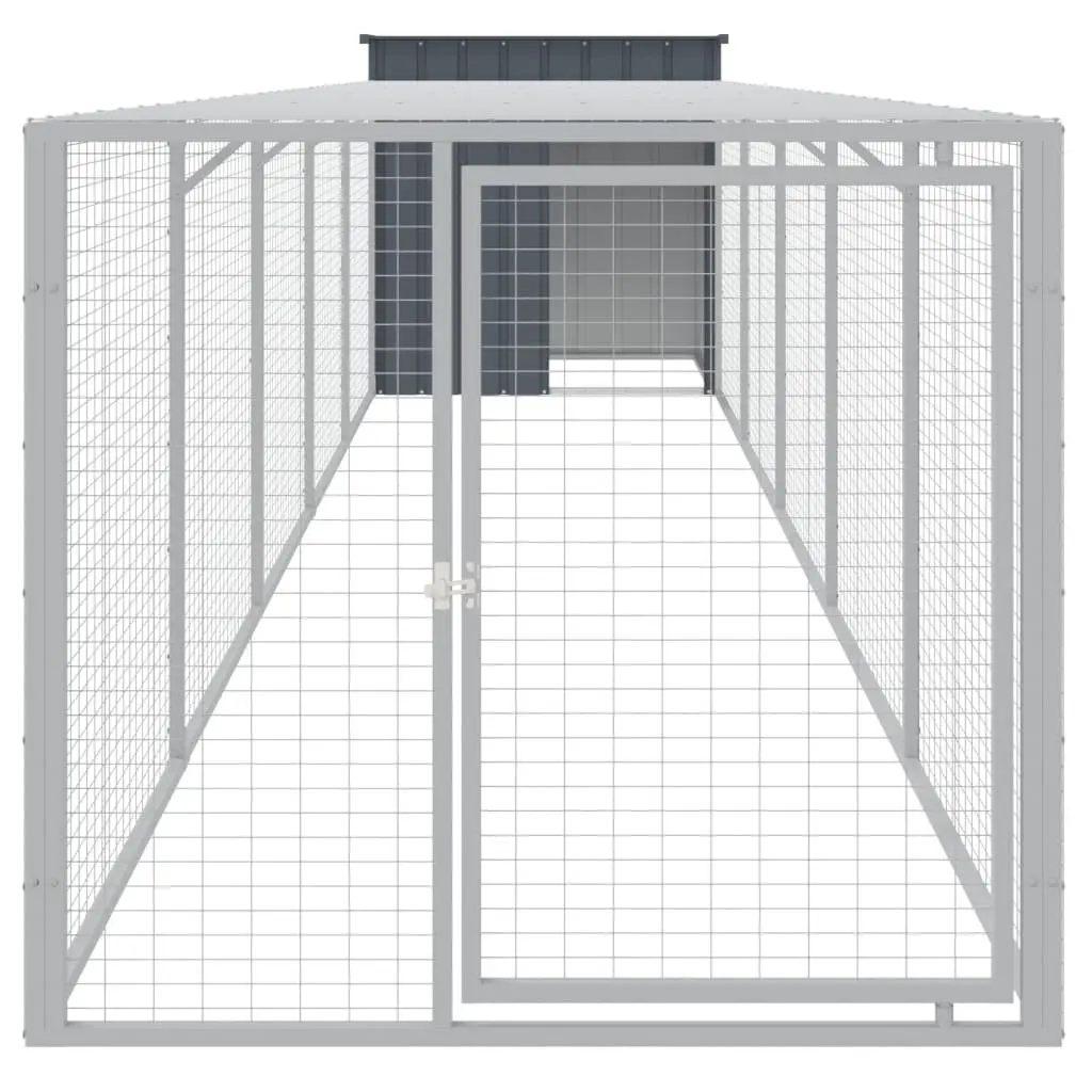 Chicken Cage Anthracite Galvanised Steel 110cm x 609cm x 110cm with Run for Small Animals