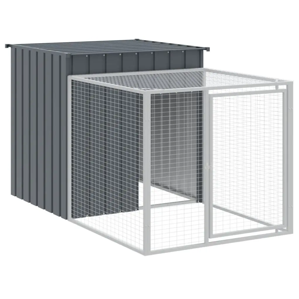 Chicken Cage Anthracite Galvanised Steel 110cm x 609cm x 110cm with Run for Small Animals